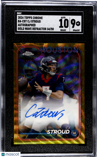 2024 Topps Chrome CJ Stroud #BA-CST Autograph Gold Wave Refractor SGC 9 Auto 10