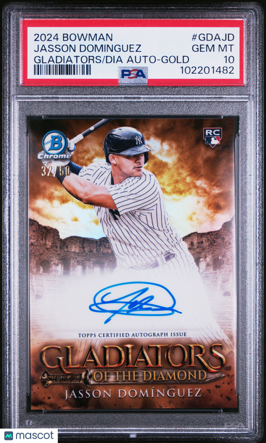 2024 Bowman Gladiators  Diamond Auto Jasson Dominguez #GDAJD Gold 32/60 PSA 10