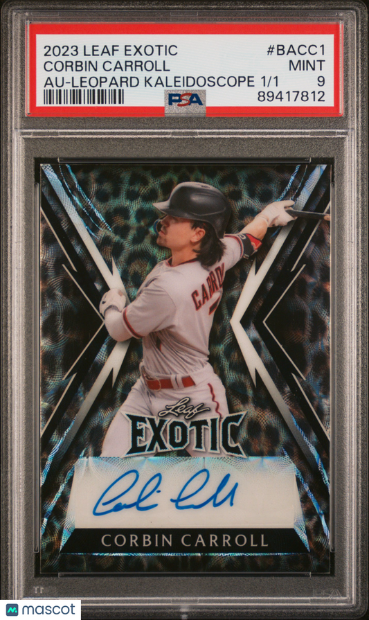 2023 Leaf Exotic Autographs Corbin Carroll #BACC1 Leopard Kaleidoscope 1/1 PSA 9