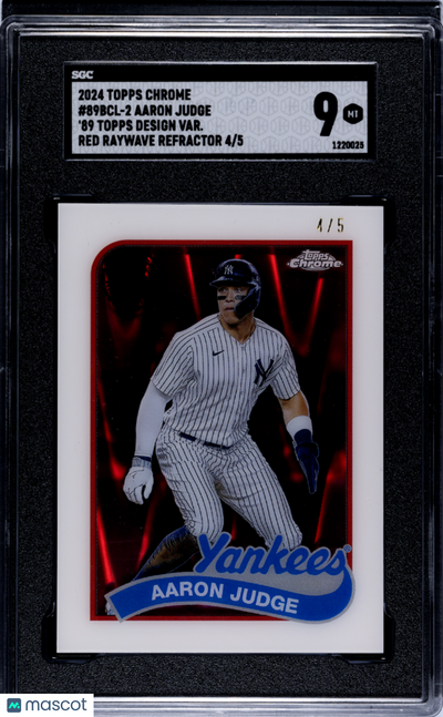 2024 Topps Chrome Aaron Judge #89BCL-2 '89 Des. Var. Red Raywave Refractor SGC 9