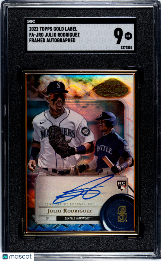 2022 Topps Gold Label Julio Rodriguez #FA-JRO Framed Autograph SGC 9