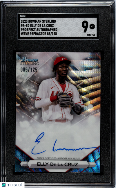 2023 Bowman Sterling Elly De La Cruz #PA-ED Pros. Autograph Wave Refractor SGC 9