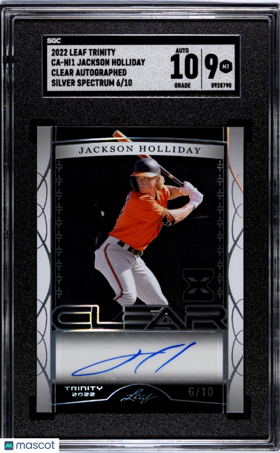 2022 Leaf Trinity Jackson Holliday #CA-NI1 Clear Silver  SGC 9 Auto 10  #/10
