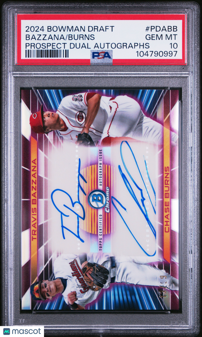 2024 Bowman Draft Prospect Dual Autographs Bazzana Burns #PDABB PSA 10