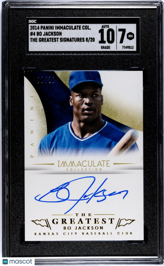 2014 Panini Immaculate Collection Bo Jackson #4 The Greatest Sigs. SGC 7 Auto 10
