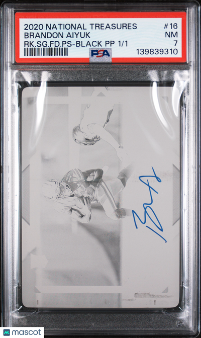 2020 Panini  Rookie Pass Brandon Aiyuk #16 RK. SG. FD. PS Black PP 1/1 PSA 7
