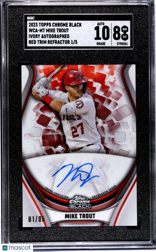2023 Topps  Black Mike Trout #WCA-MT Ivory Auto Red Trim Refractor SGC Auto 10