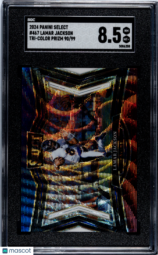 2024 Panini Select Lamar Jackson #467 Tri Color Prizm SGC 8.5