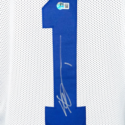 Sauce Gardner Signed Indianapolis White Football Jersey (Beckett)