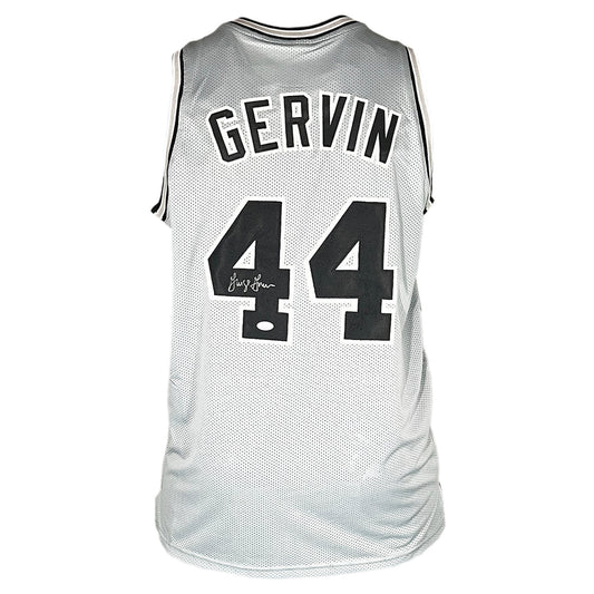 George Gervin Signed San Antonio Grey Basketball Jersey (JSA)