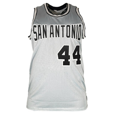 George Gervin Signed San Antonio Grey Basketball Jersey (JSA)