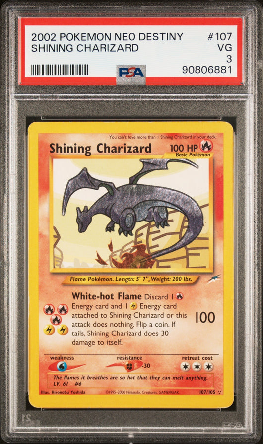 PSA 3 (VG) Shining Charizard #107 Secret Rare - Pokémon: Neo Destiny (#90806881)