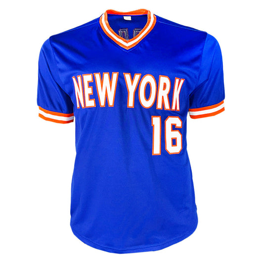 Dwight Gooden Signed New York Pro Blue Baseball Jersey (JSA)