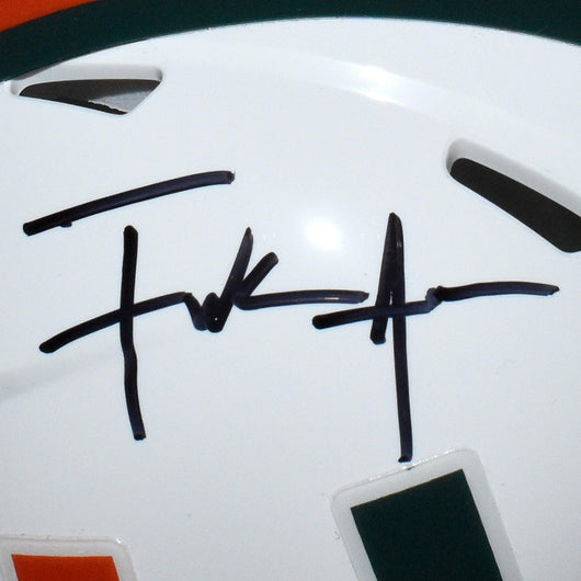 Frank Gore Signed Miami Hurricanes Speed Mini Replica White Football Helmet (Beckett)
