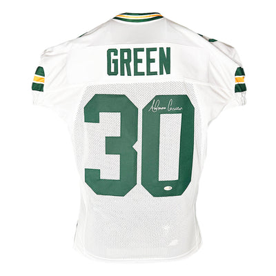 Ahman Green Signed Green Bay White Game Style Football Jersey (JSA)