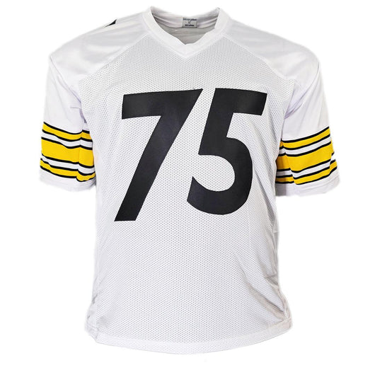 Joe Greene Signed HOF 87 Inscription Pittsburgh White Football Jersey (Beckett)