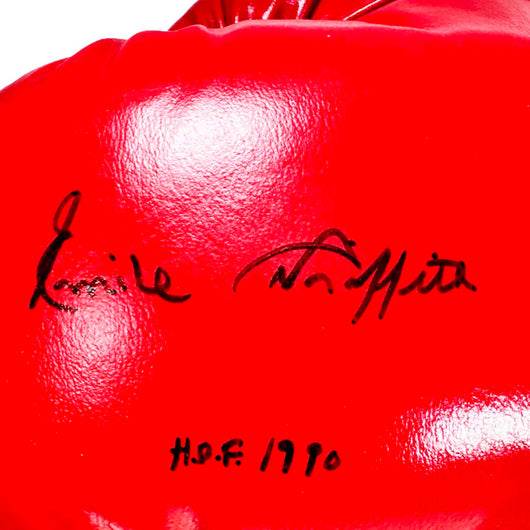 Emile Griffith Signed HOF 1990 Inscription Red Boxing Glove (JSA)