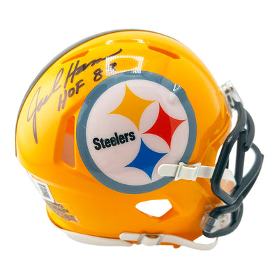Jack Ham Signed HOF 88 Inscription Pittsburgh Steelers Throwback Gold Speed Mini Football Helmet (JSA)