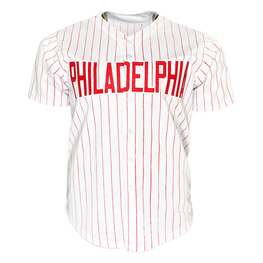 Cole Hamels Signed Philadelphia White Pinstripe Baseball Jersey (Beckett)