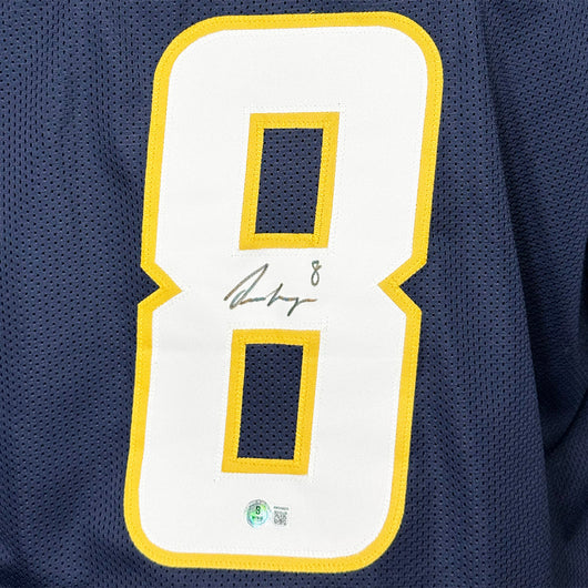 Omarion Hampton Signed Los Angeles Dark Blue Football Jersey (Beckett)