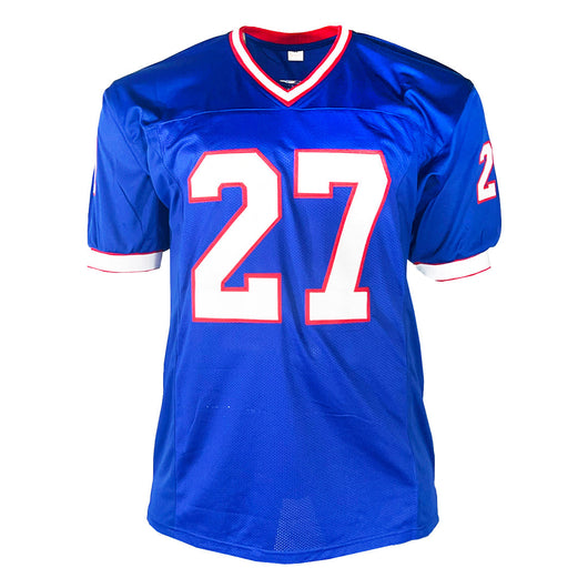 Rodney Hampton Signed SB XXV Champs Inscription New York Pro Blue Football Jersey (JSA)