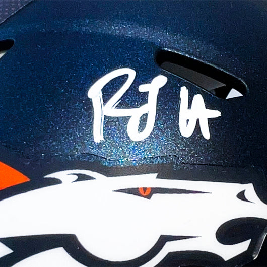 RJ Harvey Signed Denver Broncos Speed Mini Football Helmet (JSA)