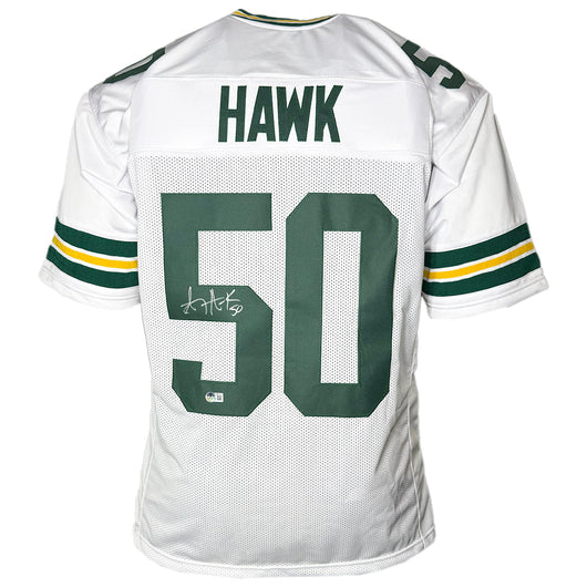 A.J. Hawk Signed Green Bay White Football Jersey (Beckett)