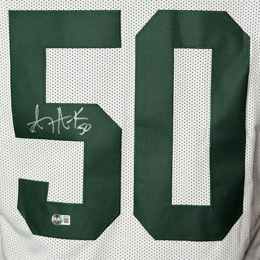 A.J. Hawk Signed Green Bay White Football Jersey (Beckett)