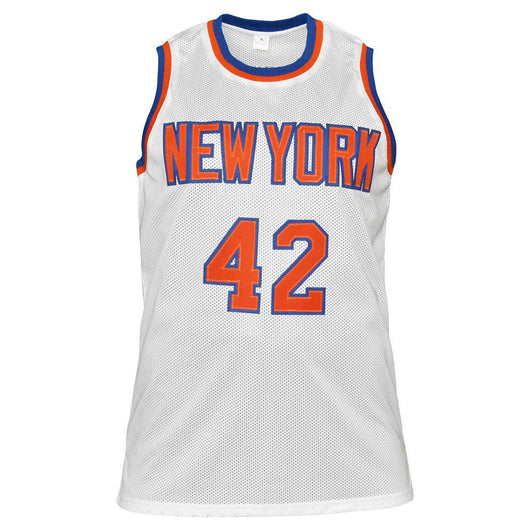 Spencer Haywood Signed with HOF New York White Basketball Jersey (JSA)