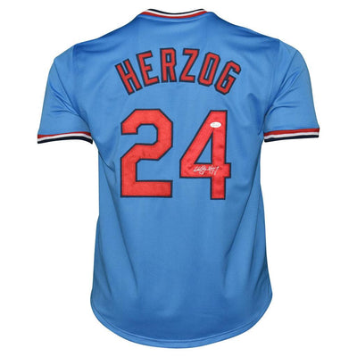 Whitey Herzog Signed St Louis Light Blue Baseball Jersey (JSA)
