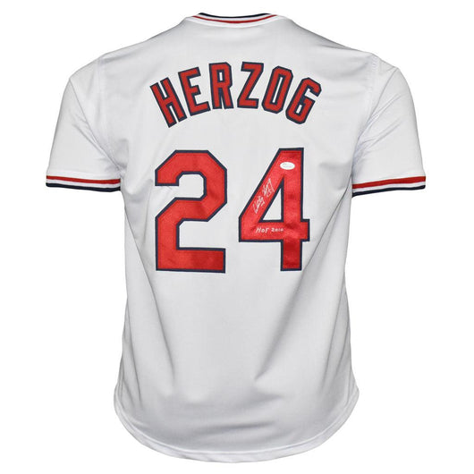 Whitey Herzog Signed HOF 2010 Inscription St. Louis White Baseball Jersey (JSA)