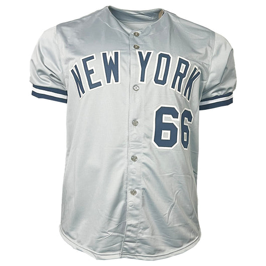 Kyle Higashioka Signed Higgy Inscription New York Grey Baseball Jersey (JSA)