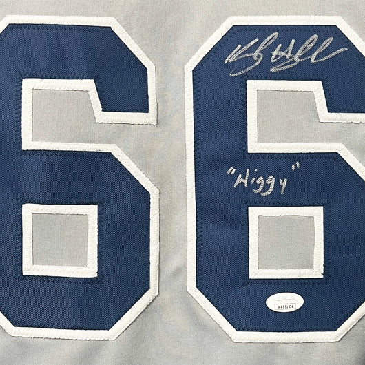 Kyle Higashioka Signed Higgy Inscription New York Grey Baseball Jersey (JSA)