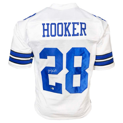 Malik Hooker Signed Dallas White Football Jersey (Beckett)