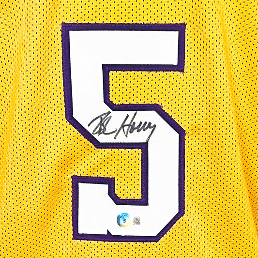 Robert Horry Signed Los Angeles Yellow Basketball Jersey (Beckett)
