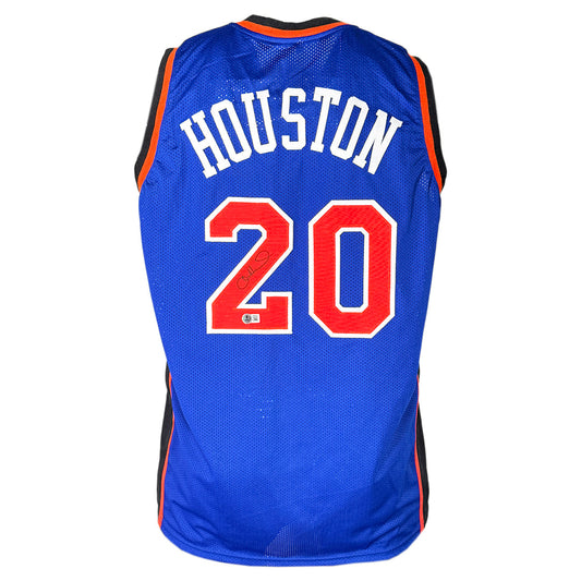 Alan Houston Signed New York Blue Basketball Jersey (Beckett)