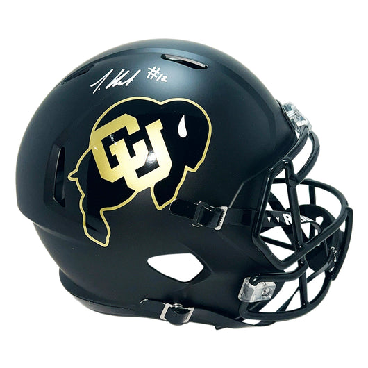 Travis Hunter Signed Colorado Buffaloes Speed Full-Size Replica Black Football Helmet (Beckett)
