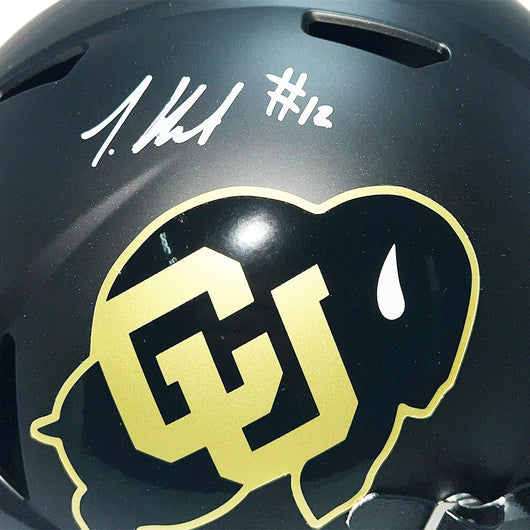 Travis Hunter Signed Colorado Buffaloes Speed Full-Size Replica Black Football Helmet (Beckett)