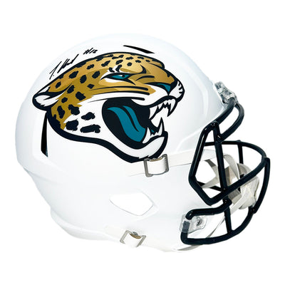 Travis Hunter Signed Jacksonville Jaguars Alt 2024 Speed Full-Size Replica Football Helmet (Beckett)