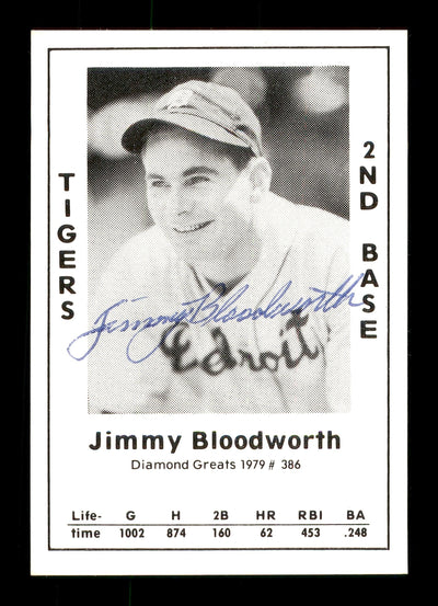 Jimmy Bloodworth Autographed 1979 Diamond Greats Card #386 Detroit Tigers SKU #171352