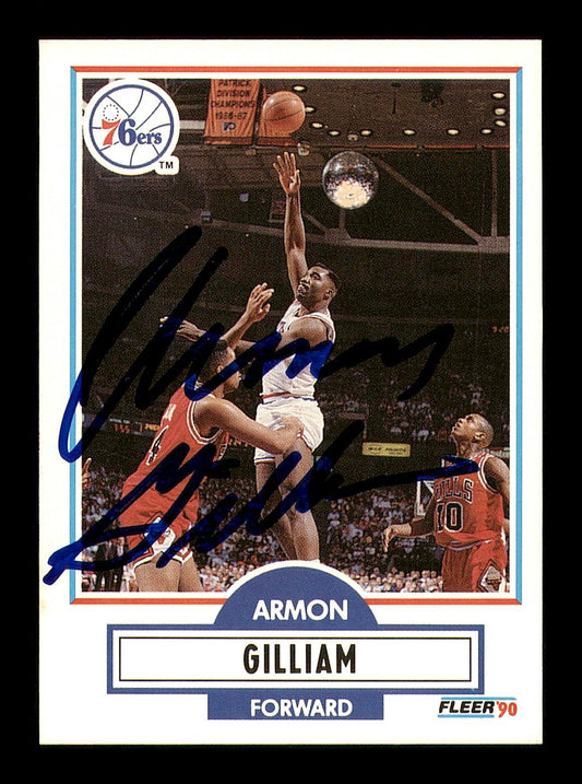 Armon Gilliam Autographed 1990-91 Fleer Card #U-70 Philadelphia 76ers SKU #183265