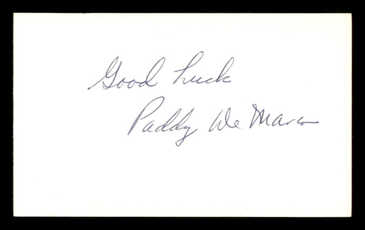 Paddy DeMarco Autographed 3x5 Index Card "Good Luck" SKU #186882