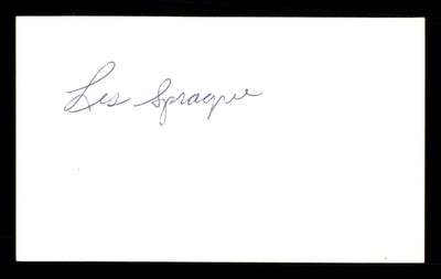 Les Sprague Autographed 3x5 Index Card SKU #186896
