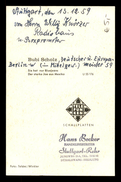 Gustav "Bubi" Scholz Autographed 4x6 Photo SKU #186943