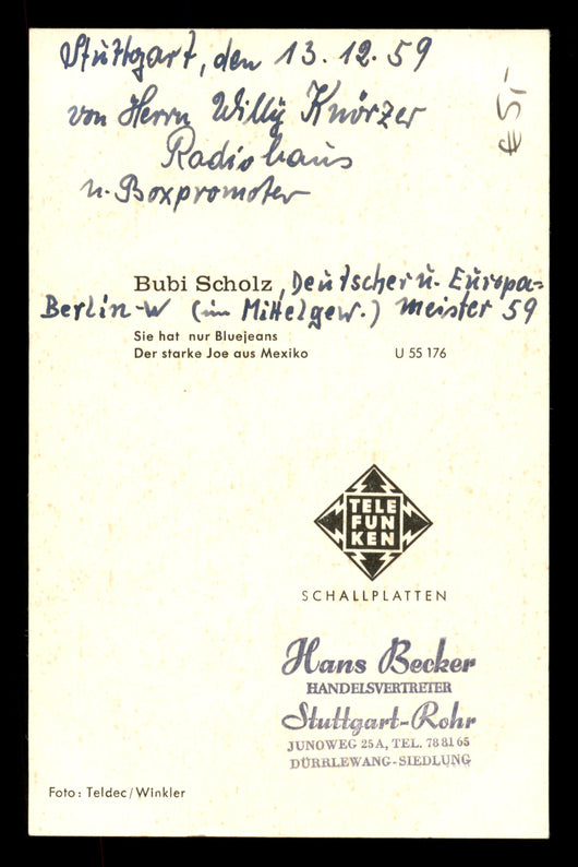 Gustav "Bubi" Scholz Autographed 4x6 Photo SKU #186943