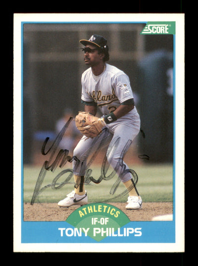 Tony Phillips Autographed 1989 Score Card #156 Oakland A's SKU #188232