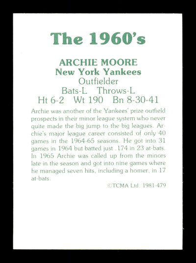 Archie Moore Autographed 1981 TCMA Card #479 New York Yankees SKU #171829
