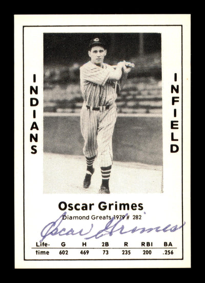 Oscar Grimes Autographed 1979 Diamond Greats Card #282 Cleveland Indians SKU #188876