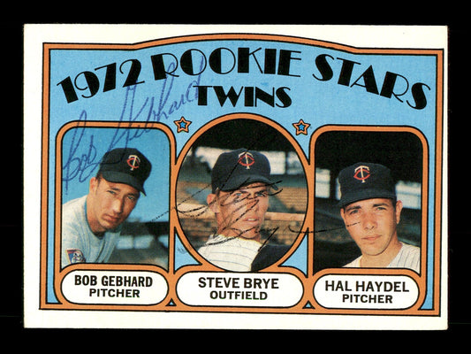Bob Gebhard & Steve Brye Autographed 1972 Topps Rookie Card #28 Minnesota Twins SKU #167533