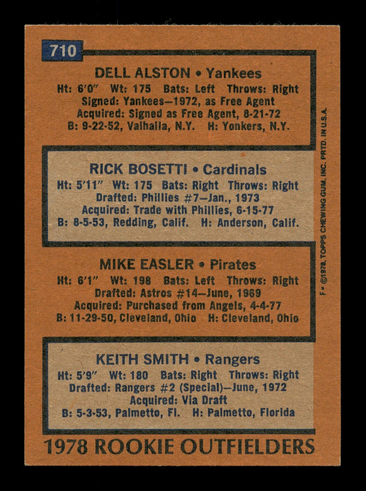 Keith Smith & Mike Easler Autographed 1978 Topps Rookie Card #710 SKU #167824